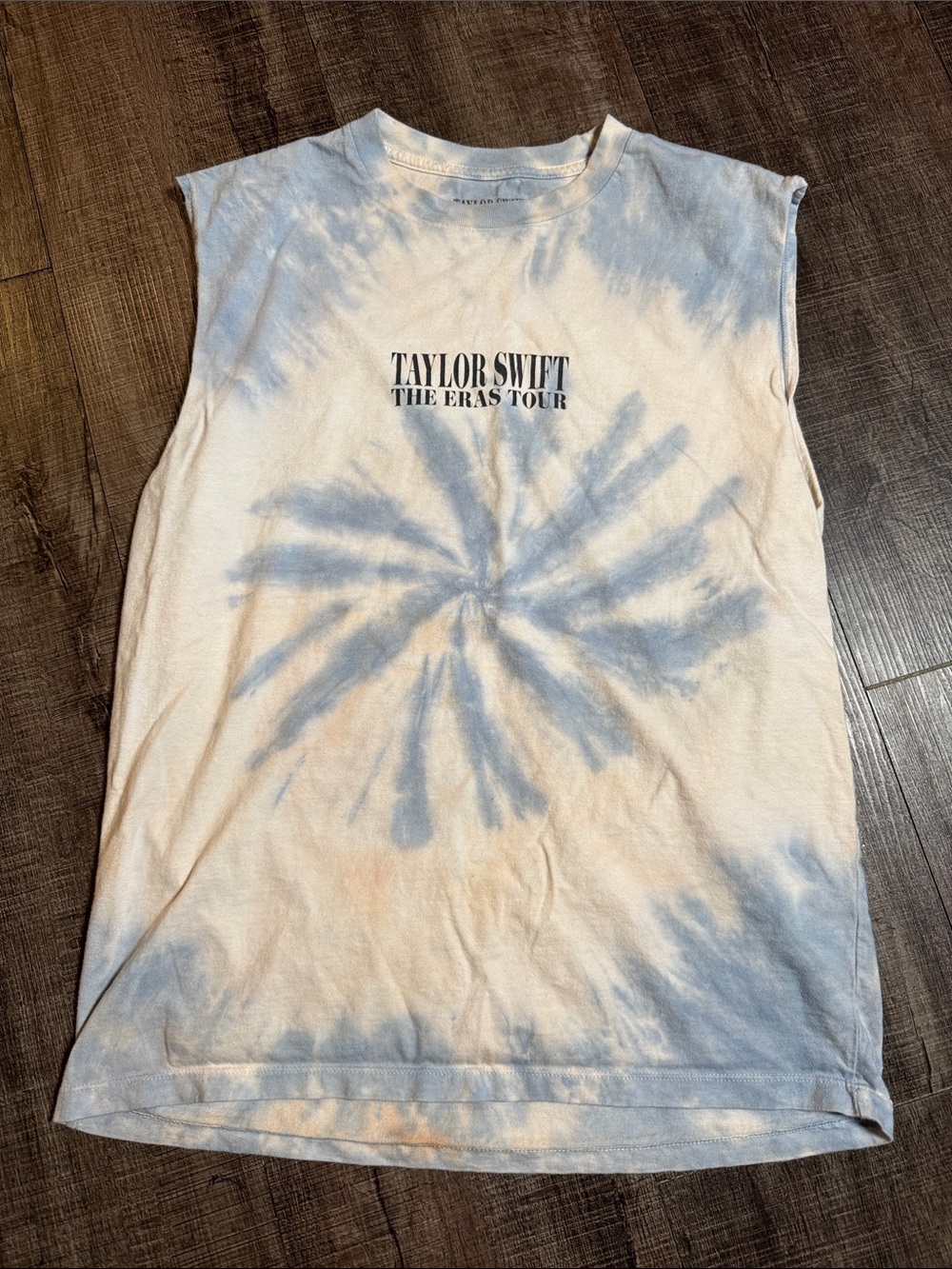 Taylor Swift Eras Tour Tie-Dye Sleeveless Tour Shirt - Blue & Cream